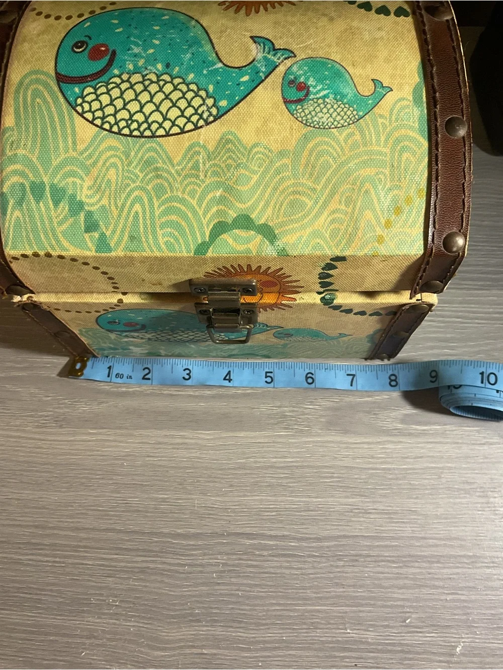 Whale Print Decorative Treasure Chest (storage for makeup, jewelry, or trinkets)